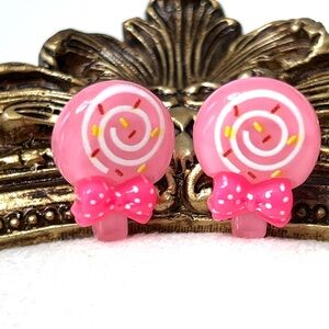 Kawaii Pink Lollipop Stud Earrings